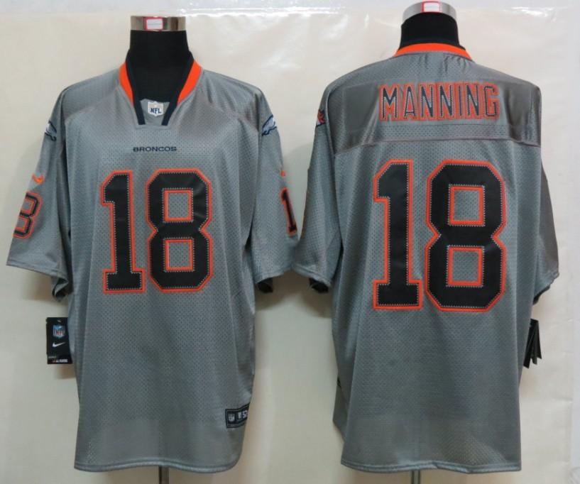 2012 NEW NFL Denver Broncos 18 Peyton Manning Lights Out Grey Jerseys (Elite)