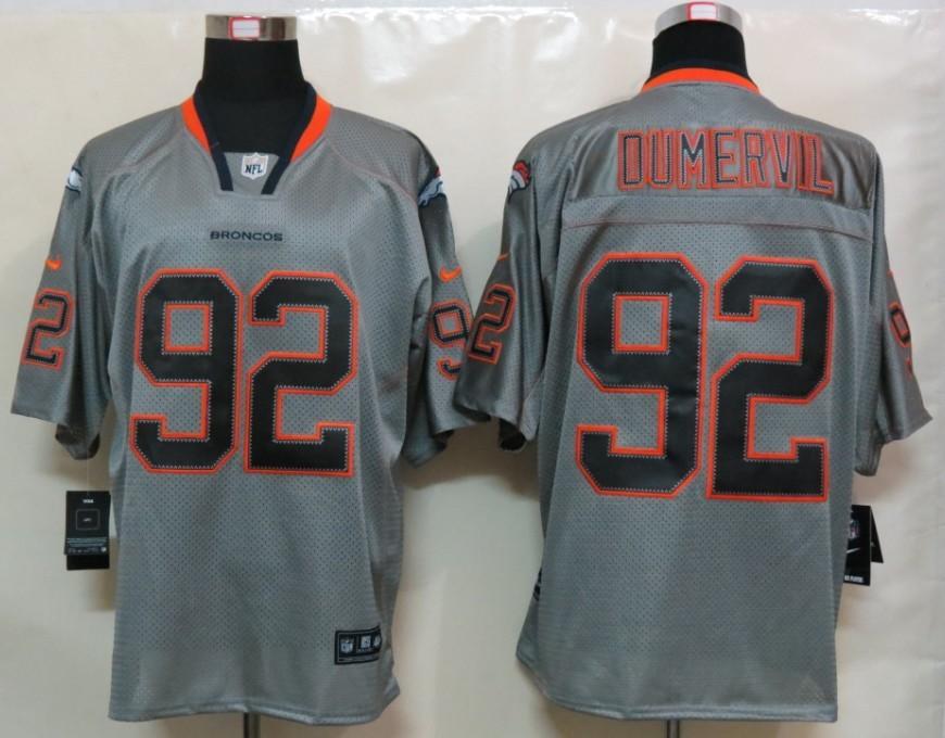 NEW NFL Denver Broncos 92 Elvis Dumervil Lights Out Grey Jerseys (Elite)