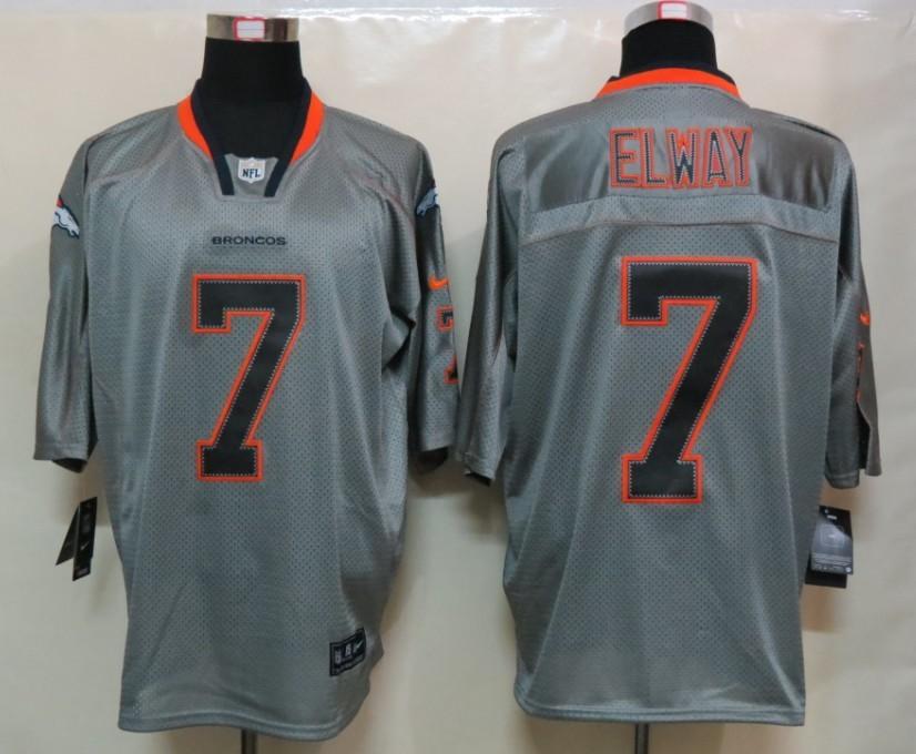 NEW NFL Denver Broncos 7 John Elway Lights Out Grey Jerseys (Elite)