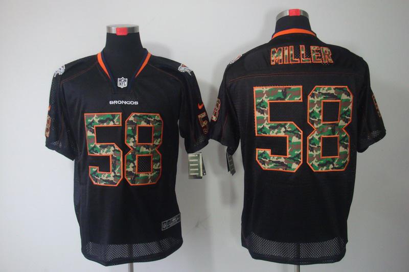 NEW Denver Broncos 58 Von Miller Lights Out Black Elite Jerseys(Camo Number)