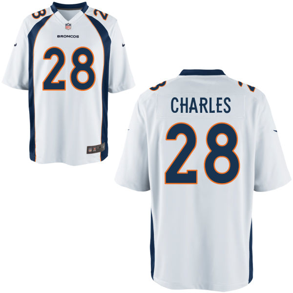 Nike Broncos 28 Jamaal Charles White Elite Jersey