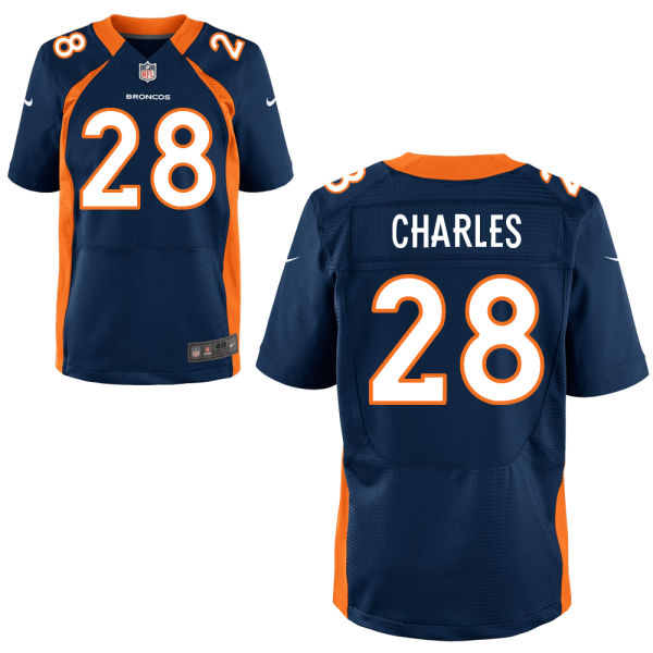 Nike Broncos 28 Jamaal Charles Navy Elite Jersey