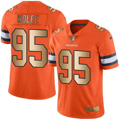 Nike Broncos #95 Derek Wolfe Orange Men's Stitched NFL Limited Gold Rush Jersey