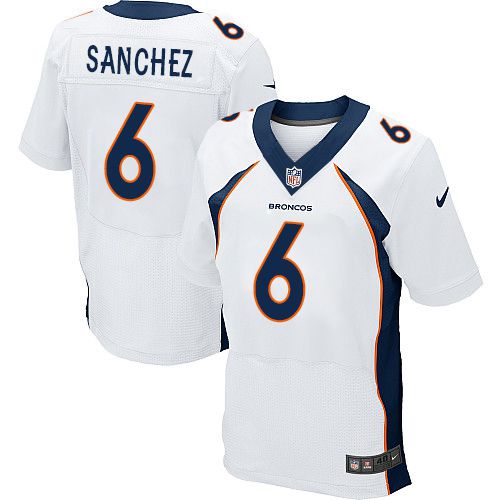 Nike Broncos #6 Mark Sanchez White Men's Stitched NFL New Elite Jersey