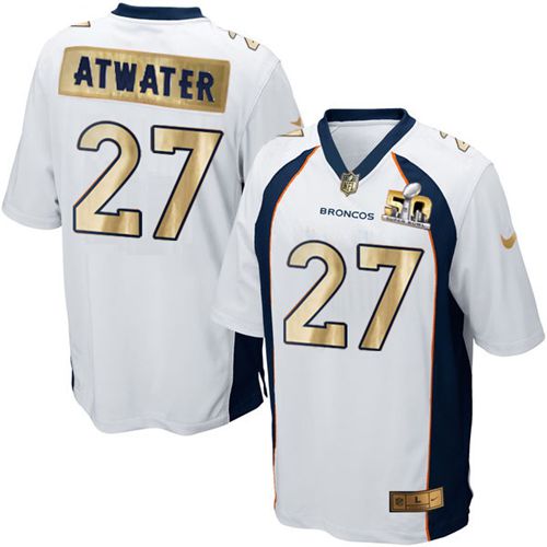 Nike Broncos #27 Steve Atwater White Men's Stitched NFL Game Super Bowl 50 Collection Jersey