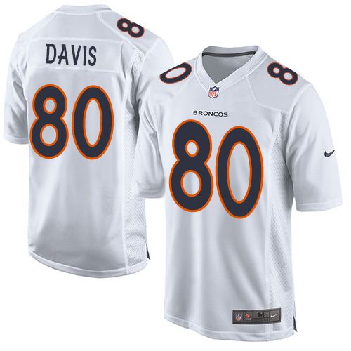 Nike Broncos #80 Vernon Davis White Men's Stitched NFL Game Event Jersey