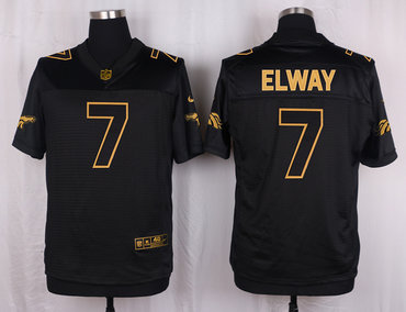 Nike Broncos #7 John Elway Pro Line Black Gold Collection Men's Stitched NFL Elite Jersey