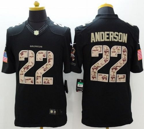 New Denver Broncos #22 C.J. Anderson Black Men''s Stitched NFL Limited Salute to Service Jersey