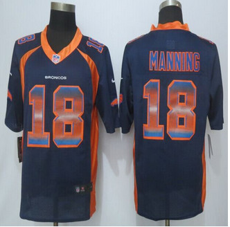 2015 New Denver Broncos #18 Peyton Manning Pro Line Navy Blue Fashion Strobe Jersey