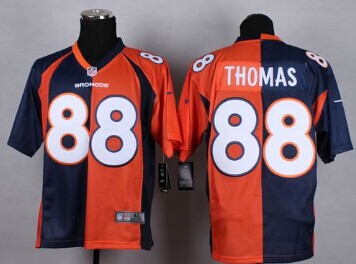 NEW Denver Broncos #88 Demaryius Thomas Orange Navy Blue NFL Elite Split Jersey