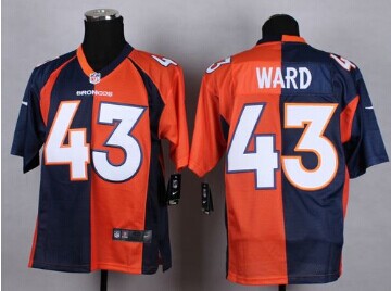 NEW Denver Broncos #43 T.J. Ward Orange Navy Blue NFL Elite Split Jersey