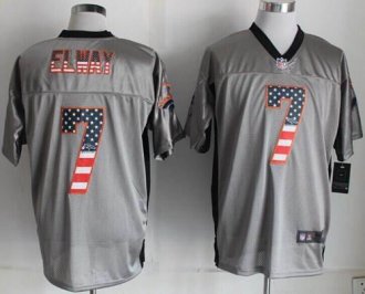 Nike Denver Broncos #7 John Elway Grey NFL Elite USA Flag Fashion Jersey