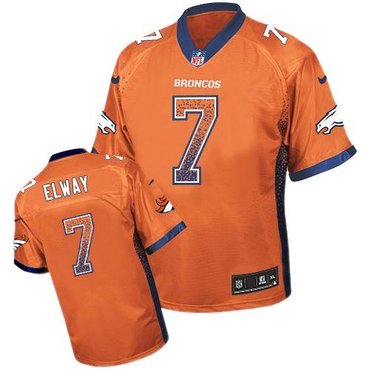 NEW Denver Broncos 7 John Elway Orange Team Color Stitched NFL Elite Drift Fashion Jersey