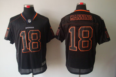 2012 NEW NFL Denver Broncos 18 Peyton Manning Lights Out Black Elite Jerseys