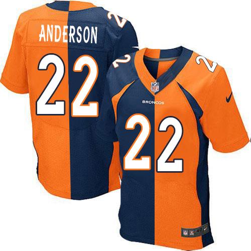 Nike Broncos #22 C.J. Anderson Orange Navy Blue Men's Stitched NFL Elite Split Jersey