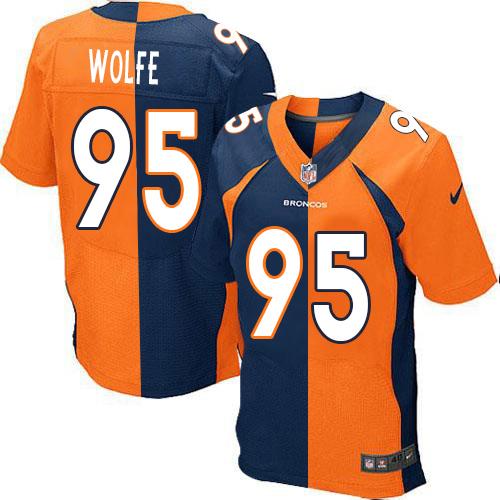 Nike Broncos #95 Derek Wolfe Orange Navy Blue Men's Stitched NFL Elite Split Jersey