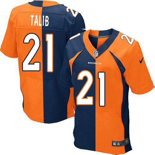 Nike Broncos #21 Aqib Talib Orange Navy Blue Men's Stitched NFL Elite Split Jersey