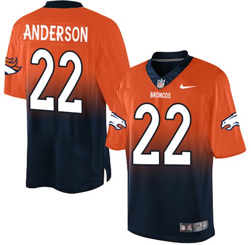 Nike Broncos #22 C.J. Anderson Orange Navy Blue Men's Stitched NFL Elite Fadeaway Fashion Jersey