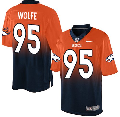 Nike Broncos #95 Derek Wolfe Orange Navy Blue Men's Stitched NFL Elite Fadeaway Fashion Jersey