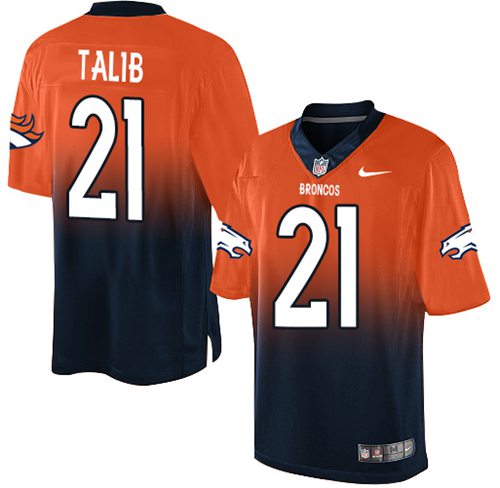 Nike Broncos #21 Aqib Talib Orange Navy Blue Men's Stitched NFL Elite Fadeaway Fashion Jersey