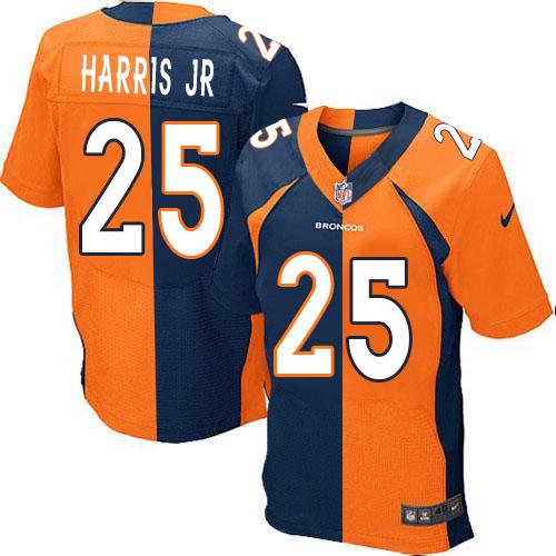 Nike Broncos #25 Chris Harris Jr Orange Navy Blue Men's Stitched NFL Elite Split Jersey