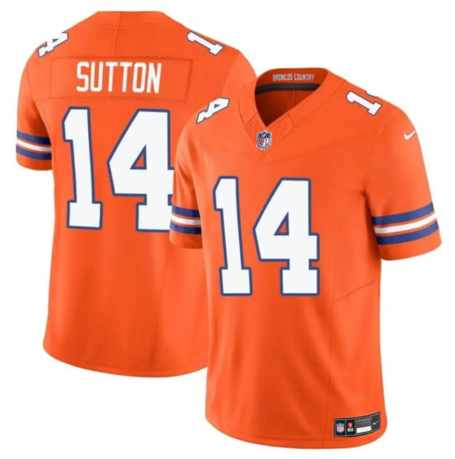 Men's Denver Broncos #14 Courtland Sutton Orange F.U.S.E. Mile High Collection 1977 Throwback Vapor Limited Stitched Football Jersey