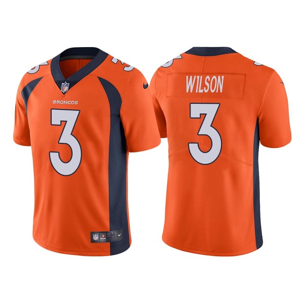 Men's Denver Broncos #3 Russell Wilson Orange Vapor Untouchable Limited Stitched Jersey