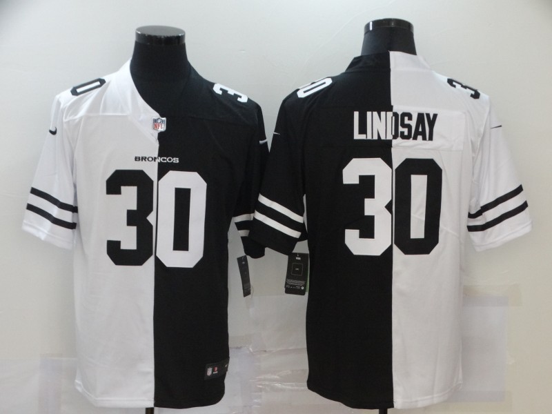 Nike Broncos 30 Phillip Lindsay Black And White Split Vapor Untouchable Limited Jersey