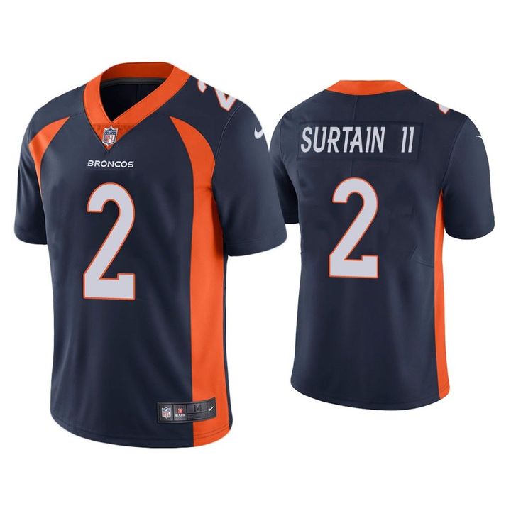 Men's #2 Patrick Surtain II Navy 2021 NFL Draft Vapor Limited Jersey