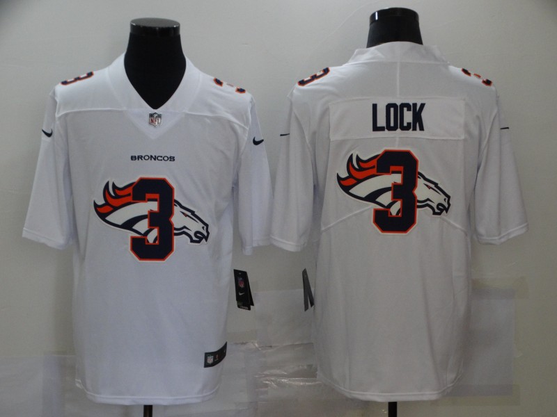 Nike Broncos 3 Drew Lock White Shadow Logo Limited Jersey