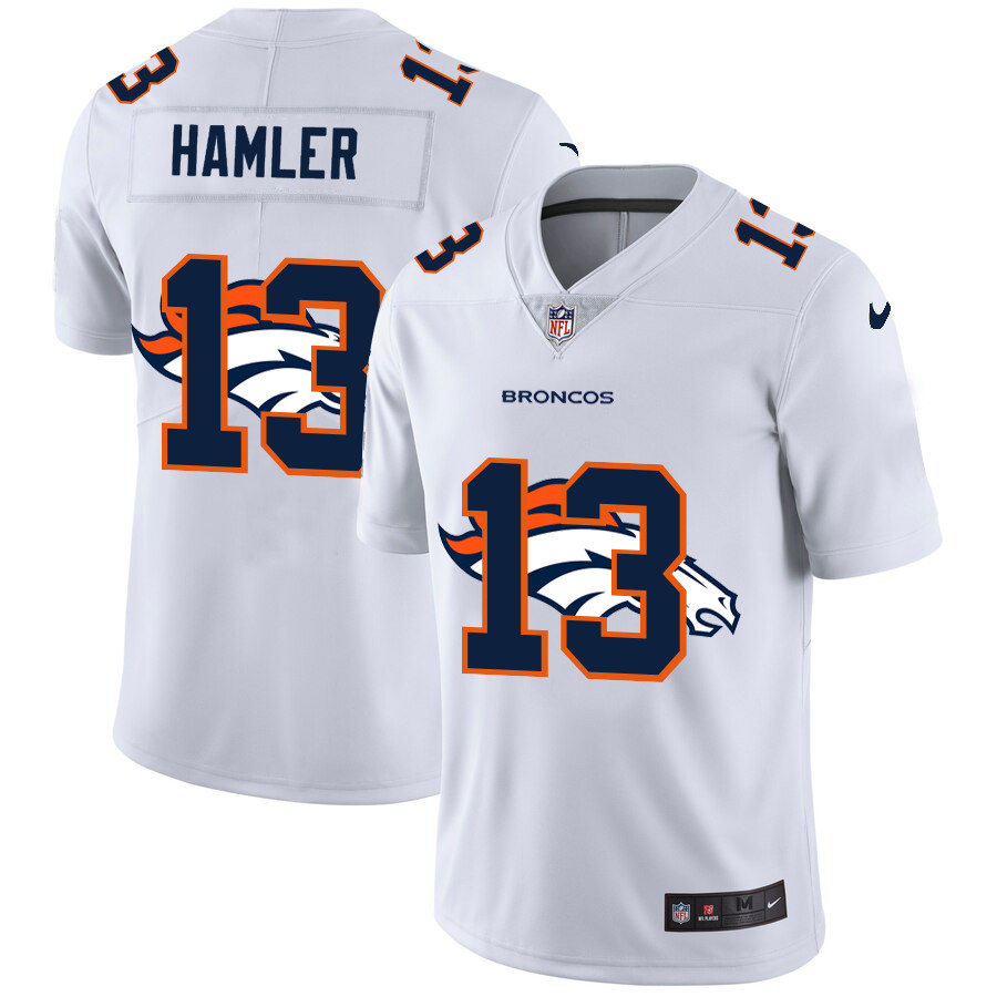 Nike Broncos 13 KJ Hamler White Shadow Logo Limited Jersey