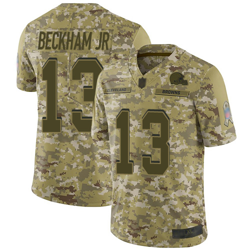 Browns #13 Odell Beckham Jr Camo Men's Stitched Football Limited 2018 Salute To Service Jersey