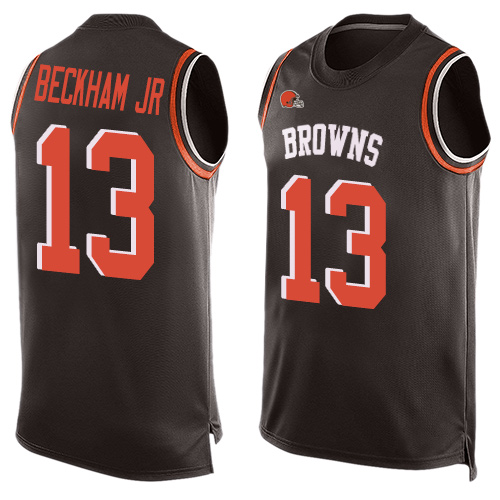 Browns #13 Odell Beckham Jr Brown Team Color Men's Stitched Football Limited Tank Top Jersey