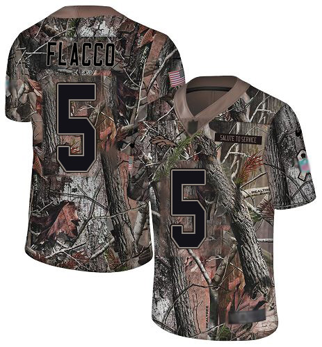 Broncos #5 Joe Flacco Camo Men's Stitched Football Limited Rush Realtree Jersey