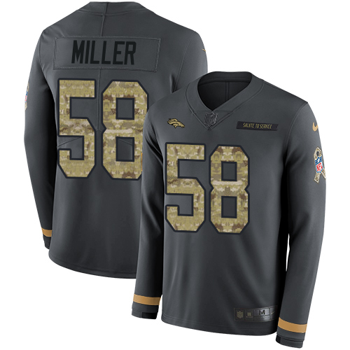 Nike Broncos #58 Von Miller Anthracite Salute to Service Men's Stitched NFL Limited Therma Long Sleeve Jersey