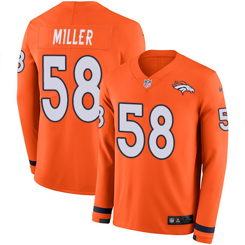 Nike Broncos #58 Von Miller Orange Team Color Men's Stitched NFL Limited Therma Long Sleeve Jersey