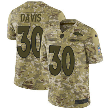 Nike Broncos #30 Terrell Davis Camo Men's Stitched NFL Limited 2018 Salute To Service Jersey