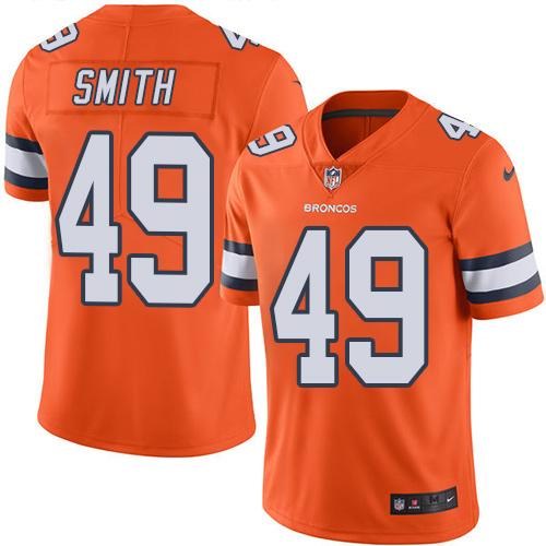 Nike Broncos 49 Dennis Smith Orange Color Rush Limited Jersey