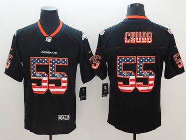 Nike Broncos 55 Bradley Chubb Black USA Flag Fashion Limited Jersey