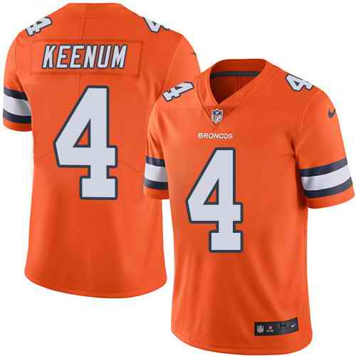 Nike Broncos 4 Case Keenum Orange Color Rush Limited Jersey