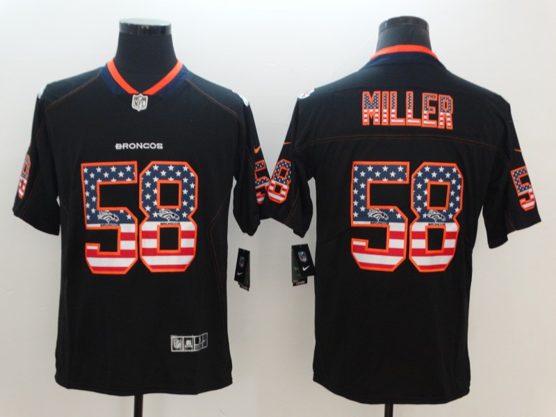 Nike Broncos 58 Von Miller Black USA Flag Fashion Color Rush Limited Jersey