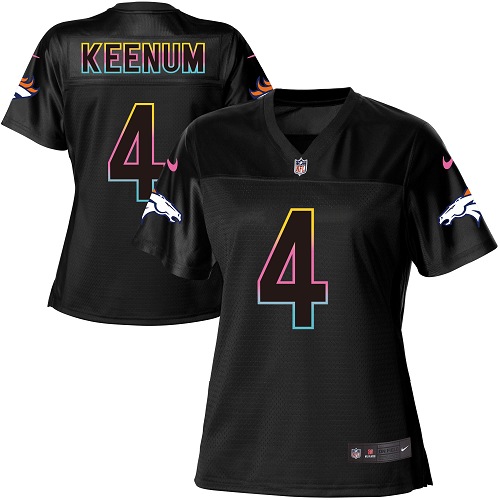 Nike Broncos #4 Case Keenum Black Women's NFL Fashion Game Jersey