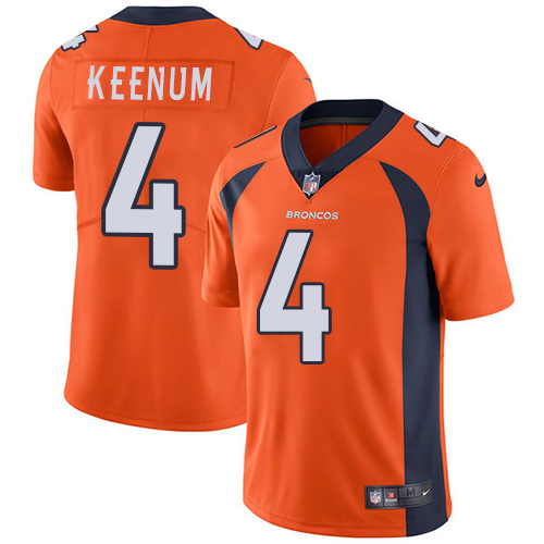 Nike Broncos #4 Case Keenum Orange Team Color Men's Stitched NFL Vapor Untouchable Limited Jersey