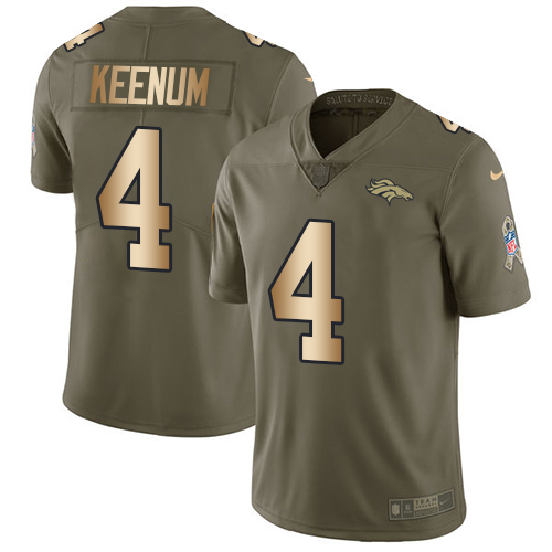 Nike Broncos #4 Case Keenum Olive Gold Men's Stitched NFL Limited 2017 Salute To Service Jersey