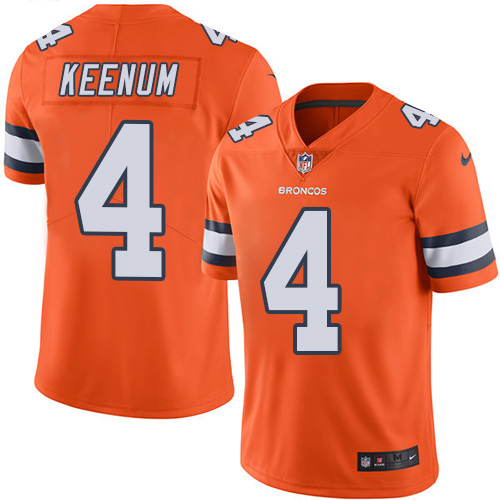 Nike Broncos #4 Case Keenum Orange Men's Stitched NFL Limited Rush Jersey