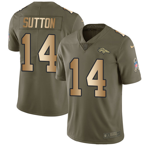 Nike Broncos #14 Courtland Sutton Olive Gold Men's Stitched NFL Limited 2017 Salute To Service Jersey