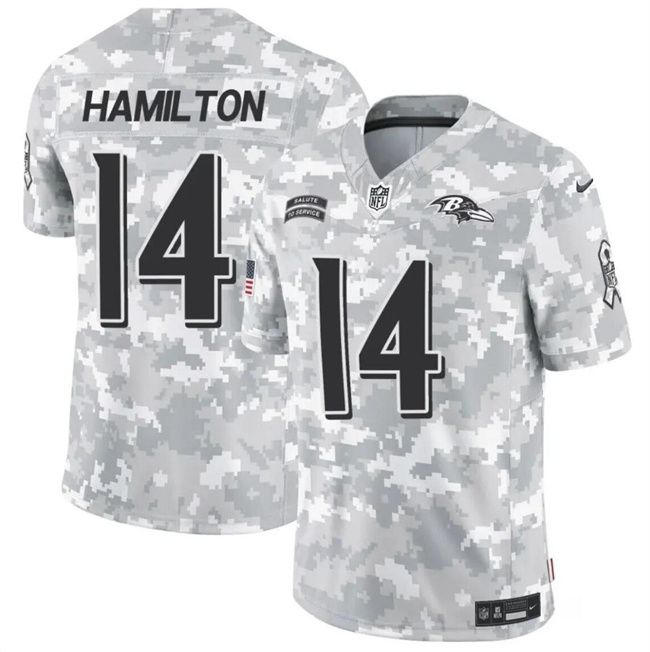 Men's Baltimore Ravens #14 Kyle Hamilton 2024 F.U.S.E Arctic Camo Salute To Service Limited Stitched Football Jersey