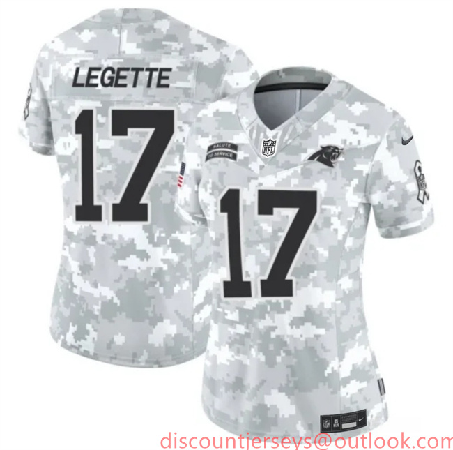 Women's Carolina Panthers #17 Xavier Legette 2024 F.U.S.E Arctic Camo Salute To Service Limited Stitched Football Jersey(Run Small)