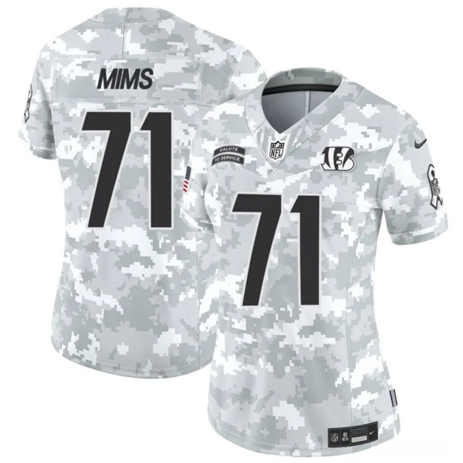 Women's Cincinnati Bengals #71 Amarius Mims 2024 F.U.S.E Arctic Camo Salute To Service Limited Stitched Football Jersey(Run Small)