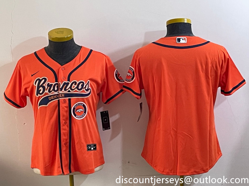 Women's Denver Broncos orange Cool Base Stitched Baseball Jersey